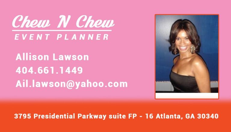 Event planning Business Cards example